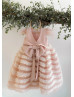 Blush Satin Tulle V Back Cupcake Flower Girl Dress